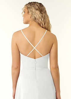 Azazie Naeem Abiti da Damigella Abito A-Line in Chiffon con Scollo a V e Volant Bianco image5