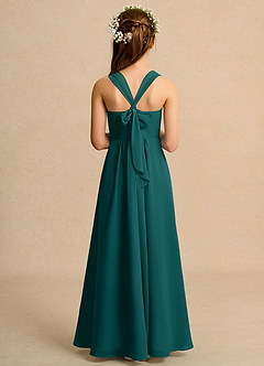 Azazie Tater Girls Formal Abiti da Ragazza di Fiori Abito A-Line in Chiffon Plissettato Verde Pavone image2