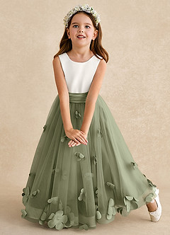 Azazie Vi Flower Girl Dresses Pistachio A-Line Sleeveless Tulle Dress image6