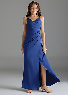 Azazie Maci Junior Klä av Sjöjungfru i Stretch Satin Plisserad image3