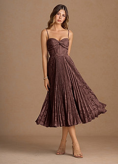 Annie Mocha Coco Pleated Midi Dress image5