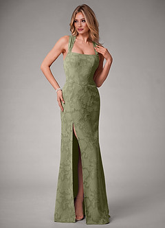 Azazie Luci Bridesmaid Dresses Pistachio Mermaid Pleated Floral Burnout Convertible Dress image6
