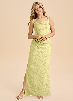 Azazie Mai Junior Etui Plissee Blumen-Burnout Kleid Zitronensorbet image5