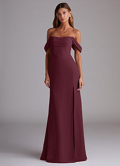 Azazie Saige Bridesmaid Dresses Cabernet A-Line Off the Shoulder Chiffon Convertible Dress image3