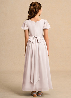 Azazie Lilia Junior Formal Flower Girl Dresses Rose Petal A-Line with Sleeves Chiffon Dress image2