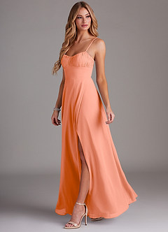 Azazie Breonna Abiti da Damigella Abito A-Line in Chiffon Scollo a Cuore Tramonto image3