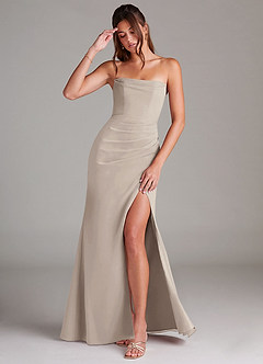Azazie Leonis Bridesmaid Dresses Frost Sheath Strapless Chiffon Convertible Dress image1