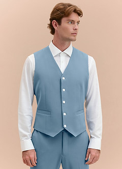 James Light Blue Structured Stretch Suit Vest | Slim Short Suit