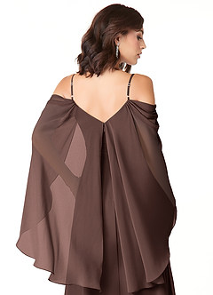 Azazie Cienna Bridesmaid Dresses Ganache A-Line Long Sleeve Chiffon Dress image3