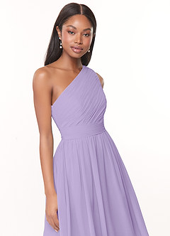 Azazie Katrina Bridesmaid Dresses Lilac A-Line One Shoulder Chiffon Dress image5