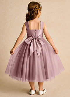 Azazie Dovey Flower Girl Dresses Dusty Rose Ball-Gown Bow Tulle Dress image3