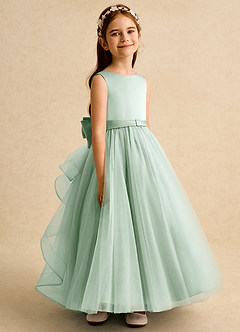 Azazie Lior Flower Girl Dresses Agave Ball-Gown Pleated Tulle Dress image3