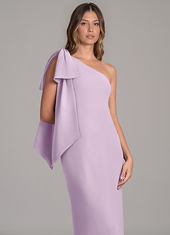 Azazie Capri Bridesmaid Dresses Frosted Lilac A-Line One Shoulder Chiffon Dress image7
