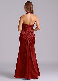 Azazie Destiny Bridesmaid Dresses Pomegranate Mermaid Sweetheart Neckline Stretch Satin Dress image2