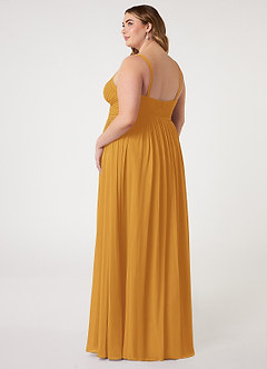 Azazie Chanel Bridesmaid Dresses Butterscotch A-Line Pleated Chiffon Dress image9