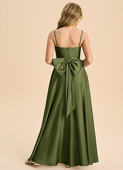 Azazie Bear Junior Olive A-Line Sweetheart Neckline Stretch Satin Dress image2
