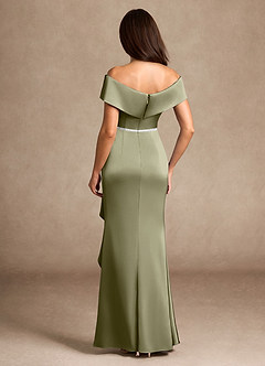 Azazie Dareia Moeder van de bruid jurken Zeemeermin Jurk van Stretch Satijn Off the Shoulder Pistache image5