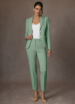 front Whitney Matcha Structured Stretch Full Length Dress Pants