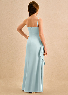 Azazie Cannoli Girls Formal Flower Girl Dresses Mist A-Line Pleated Stretch Satin Dress image2