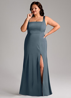 Azazie Frostine Bridesmaid Dresses Twilight A-Line Bow Stretch Satin Dress image10