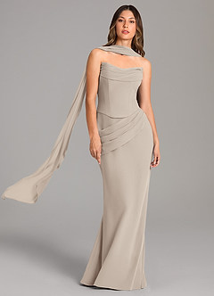 Azazie Sorrel Bridesmaid Dresses Frost Mermaid Corset Chiffon Dress image1