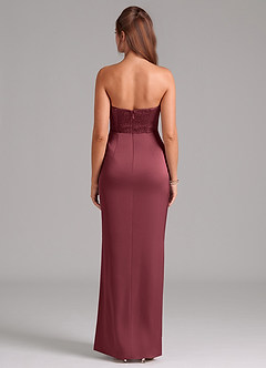 Azazie Jamie Jurken voor bruidsmeisjes Converteerbaar Jurk van Stretch Satijn met A-Lijn Strapless Merlot image2