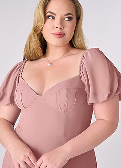 Barbie ♥ Azazie Bridesmaid Dresses Dusty Rose A-Line Pleated Chiffon Dress image10