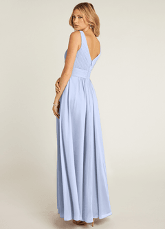 Azazie Pierrette Bridesmaid Dresses Ice A-Line Pleated Chiffon Dress image4