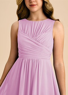 Azazie Skyla Junior Candy Pink A-Line Pleated Chiffon Dress image7