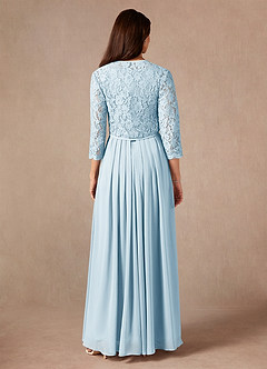 Azazie Ainsling Mother of the Bride Dresses Sky Blue A-Line Square Neckline Lace Chiffon Dress image2