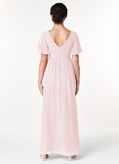 Azazie Temeka Junior Blushing Pink A-Line Pleated Chiffon Dress image2