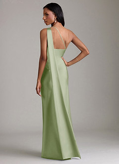 Azazie Galinda Suknie dla druhen Syrena Jedno ramię Satyna elastyczna Do ziemi Sukienka image6