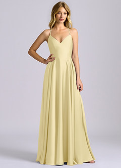 Azazie Truce Bridesmaid Dresses Lemon Sorbet A-Line Stretch Satin Dress image3