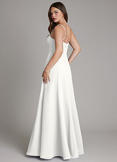 Azazie Nyla Bridesmaid Dresses White A-Line Square Neckline Chiffon Dress image7