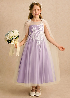 Azazie Amina vestidos de niña de las flores Vestido Marfil Wisteria de Tul de Línea A con Encaje image3