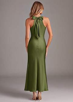 Azazie Doretta Bridesmaid Dresses Olive Mermaid Pleated Stretch Satin Dress image6