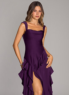 Azazie Sloane Bridesmaid Dresses Grape A-Line Sweetheart Neckline Stretch Satin Dress image5