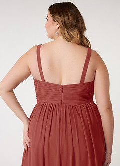 Azazie Chanel Bridesmaid Dresses Terracotta A-Line Pleated Chiffon Dress image11