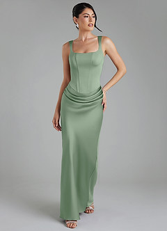 Azazie Etta Bridesmaid Dresses Matcha Mermaid Corset Stretch Satin Dress image5