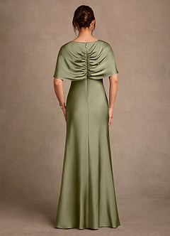 Azazie Dosia At-home Try On Dresses Pistachio Sheath Pleated Stretch Satin Dress image3