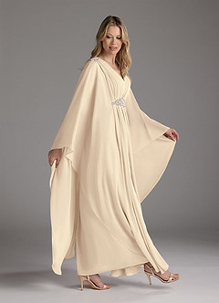 Azazie Drew Mother of the Bride Dresses Champagne A-Line Pleated Chiffon Dress image3