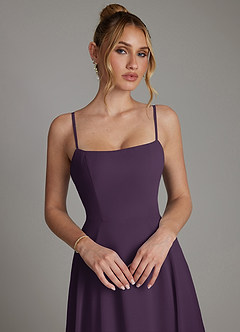 Azazie Elita Bridesmaid Dresses Plum A-Line Pleated Chiffon Dress image3