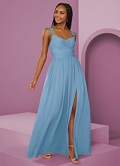 Barbie ♥ Azazie Bridesmaid Dresses Steel Blue A-Line Pleated Chiffon Dress image7