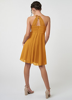 Azazie Ginny Junior A-Linie Plissee Chiffon Kleid Butterscotch image2