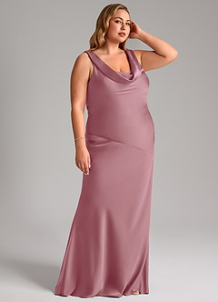 Azazie Rylina Bridesmaid Dresses Vintage Mauve Mermaid Stretch Satin Dress image9