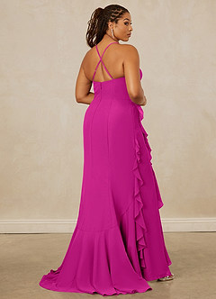 Christian Siriano Bridal for Azazie 1006 Brautjungfernkleider Meerjungfrau-Linie Gestreift Chiffon Kleid Fuchsia image15
