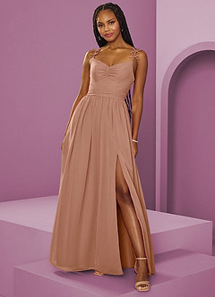 Barbie ♥ Azazie Jurken voor bruidsmeisjes Jurk van Chiffon met A-Lijn Geplooid Champagne Roos image4