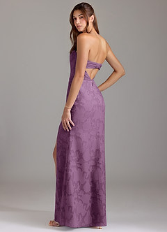 Azazie Leonis Brautjungfernkleider Wandelbar Etui Schulterfrei Blumen-Burnout Kleid Blauregen image3