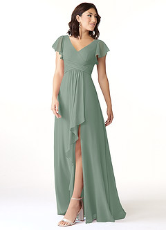 Azazie Omari Bridesmaid Dresses Silver Sage A-Line Chiffon Dress image4