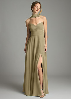 Azazie Ayla Abiti da Damigella Abito A-Line in Chiffon Scollo a Cuore Verde Muschio image9